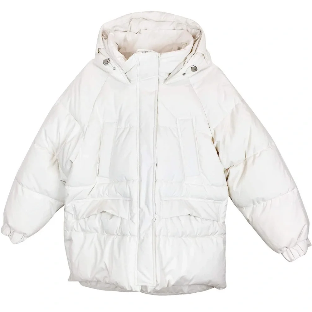 Zara oversized hooded ecru cream neutral puffer jacket Parka pocket size XS NWT - Picture 13 of 16